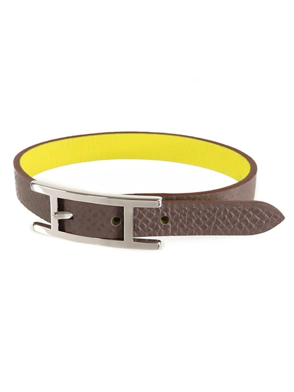 Hermes Behapi Lime Etoupe Silver Swift Epsom Reversible T 5 Bracelet